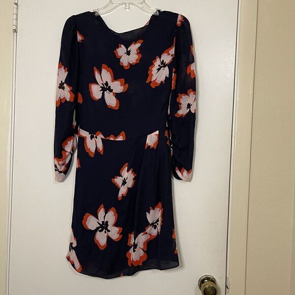NEW! A.L.C. navy blue floral silk flowy dress size US 4 - Picture 5 of 6